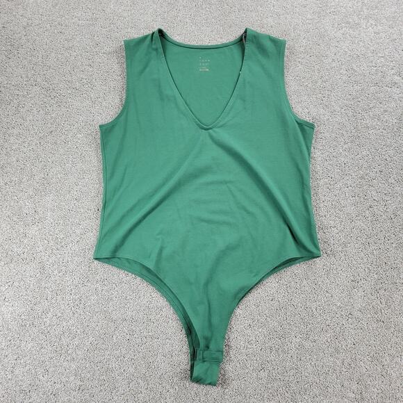 A New Day Womens Bodysuit XL Green V Neck Sleeveless Undershirt Stretch New - Picture 1 of 12